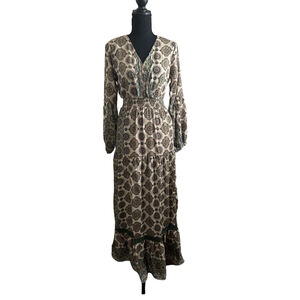 NWT Women's RAGA Beige & Brown Maxi Dress Size XS